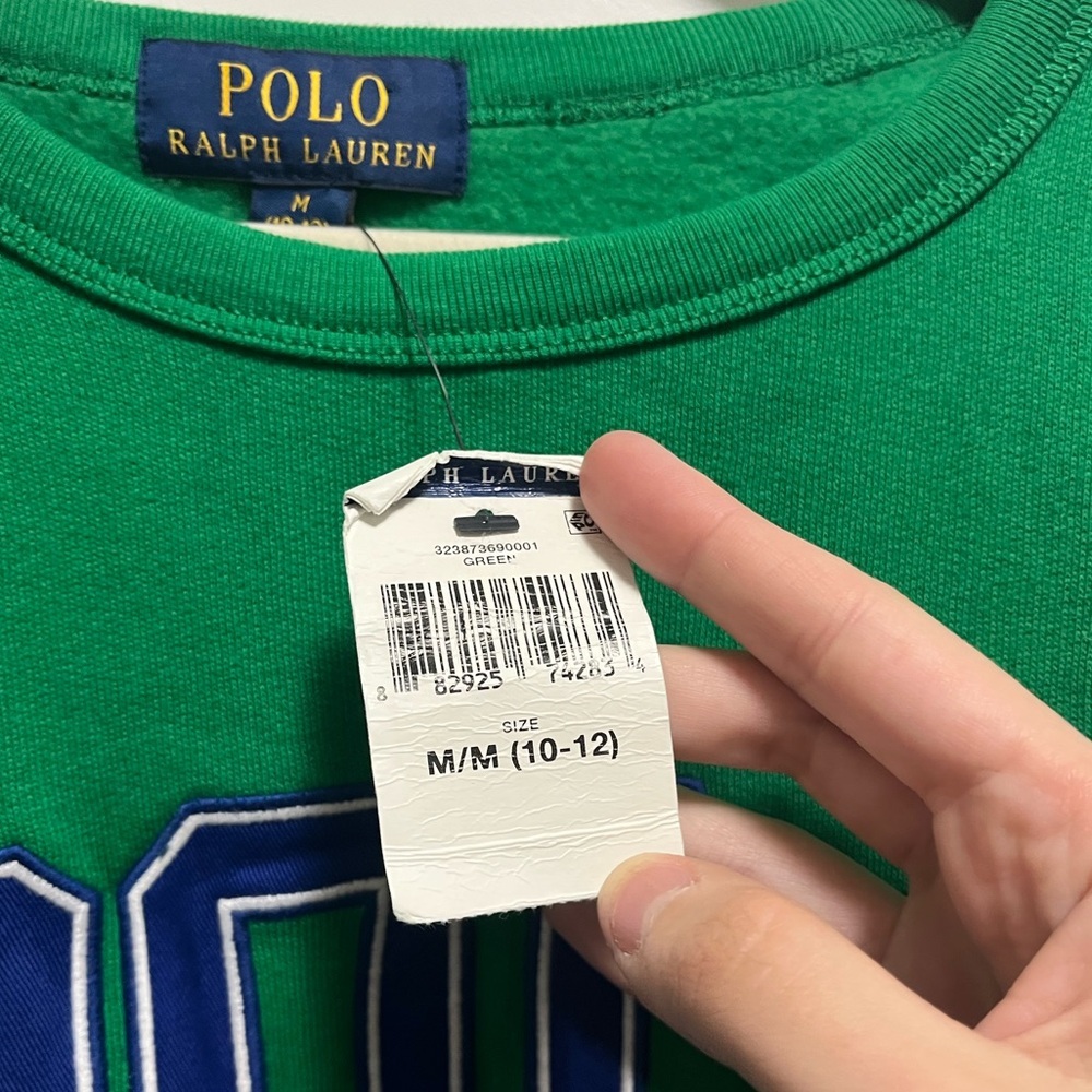NWT Polo Ralph Lauren Fleece Crewneck Sweatshirt Kelly Green Kids Size 10-12 - Picture 5 of 10